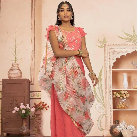 Pink Lehenga | EthnoChic Collection | Muvvas Boutique - Picture 2 of 5